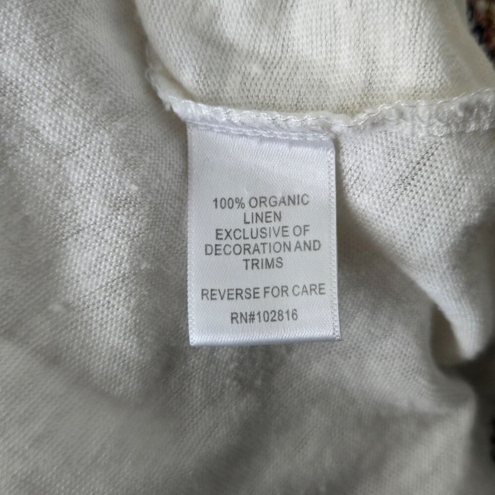 Garnet Hill Shift Sz Dress XL White Organic Linen Southwestern Boho Relaxed Fit - Picture 9 of 12